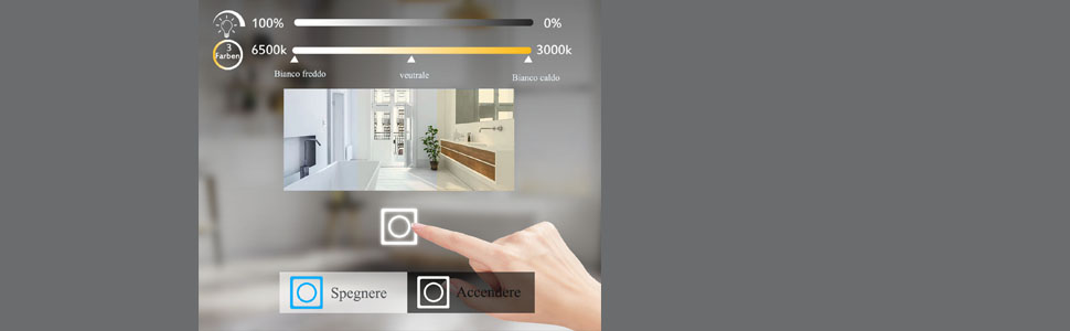 Дзеркало для ванної кімнати Badspiegel 120x70 см з підсвічуванням LED, сенсорне керування, антизапітніння, регулювання яскравості, біле світло (60x80 см)