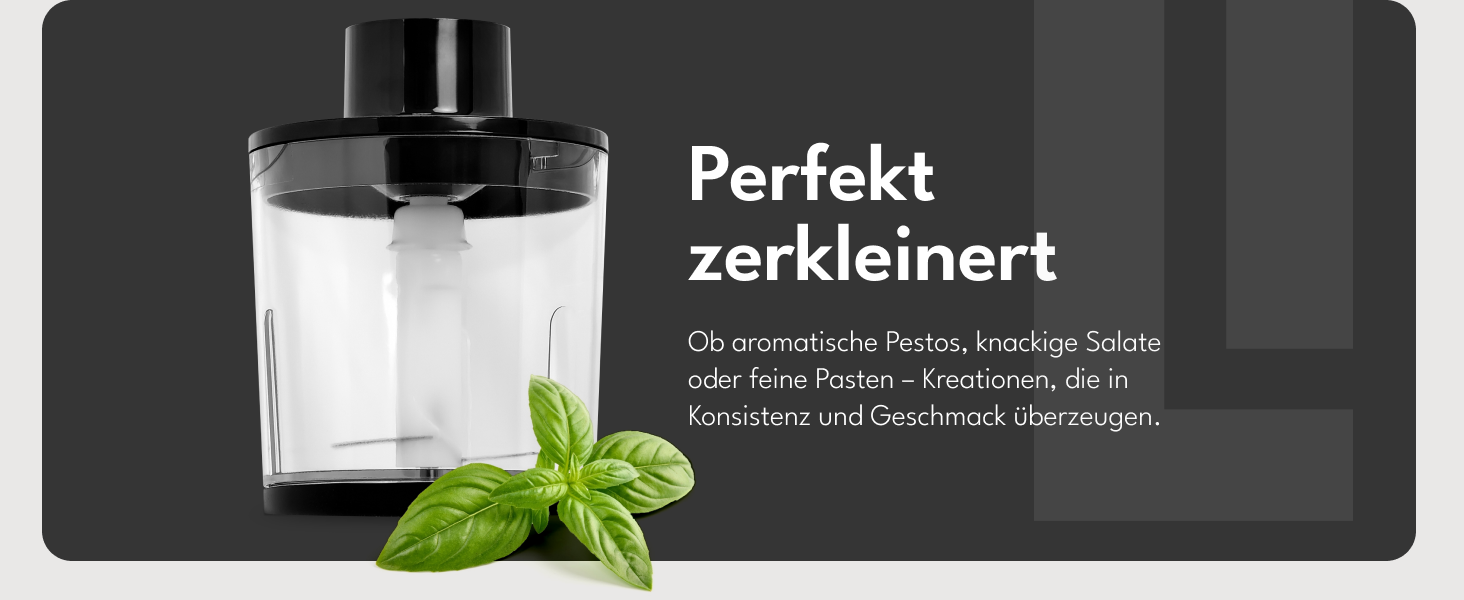 LEBENLANG Преміум блендер занурювальний 1200W - набір 6 предметів з аксесуарами та захистом від бризок | Регулювання швидкості, турборежим, нержавіюча сталь