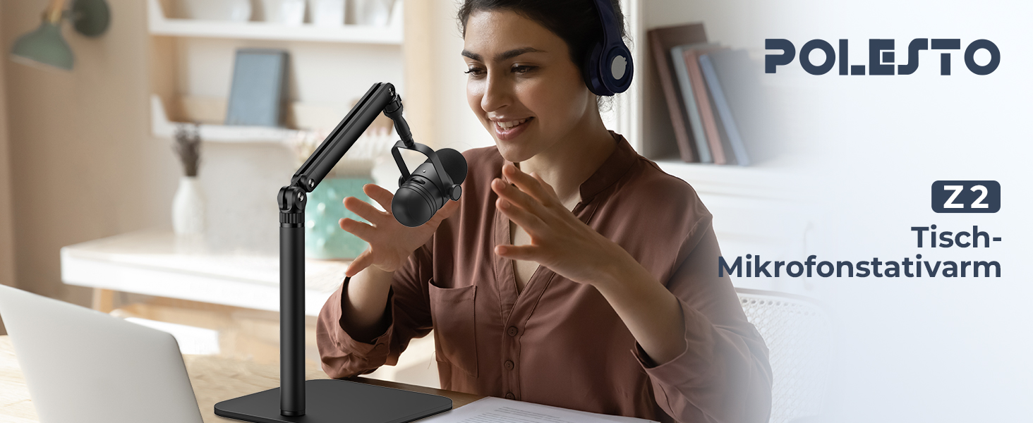 Тримач для мікрофона на стіл, регульований кронштейн 1/4-3/8-5/8 дюйми для Blue Yeti, Fifine, HyperX, мікрофонів/веб-камер/DSLR камер для студії, подкастів, стрімінгу (7-50 см)