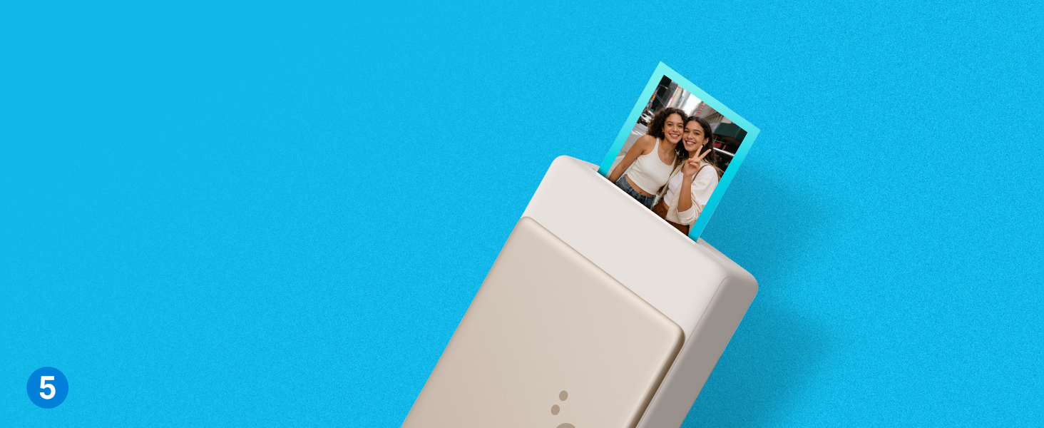 Портативний міні-фотопринтер Liene Pearl N200 Pro з кольоровою сублімацією, 50 фото (5x7,6 см), 5 стрічок, Bluetooth, 300 dpi, для iPhone & Android, акумулятор, золотий колір