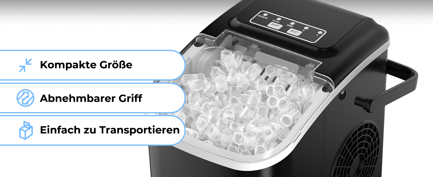 Машина для приготування льоду 12 кг/24 год, компактна модель 1,2 л, самоочищення, кошик/лопатка для льоду, 8 кубиків за 6-9 хвилин, для кухні/офісу/вечірки/дому/RV