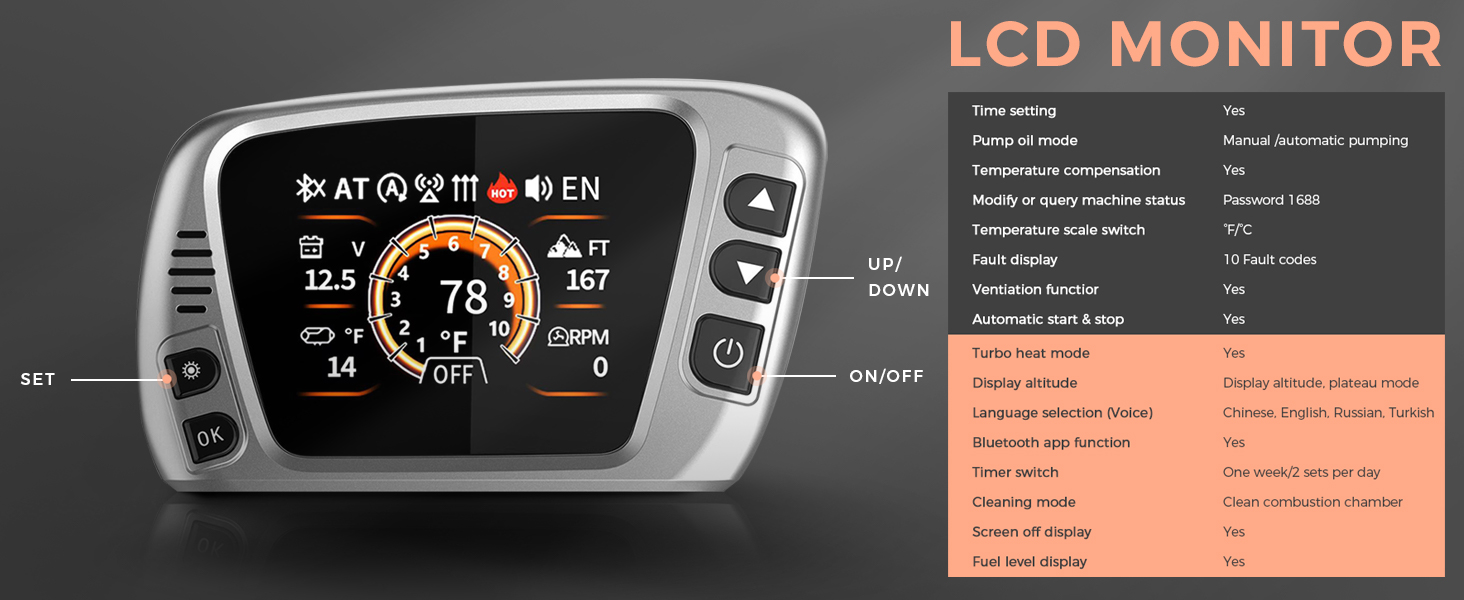 8kW дизельна автономна пічка опалення для вантажівок, фургонів, кемперів (Pink) з керуванням через додаток та AC адаптером