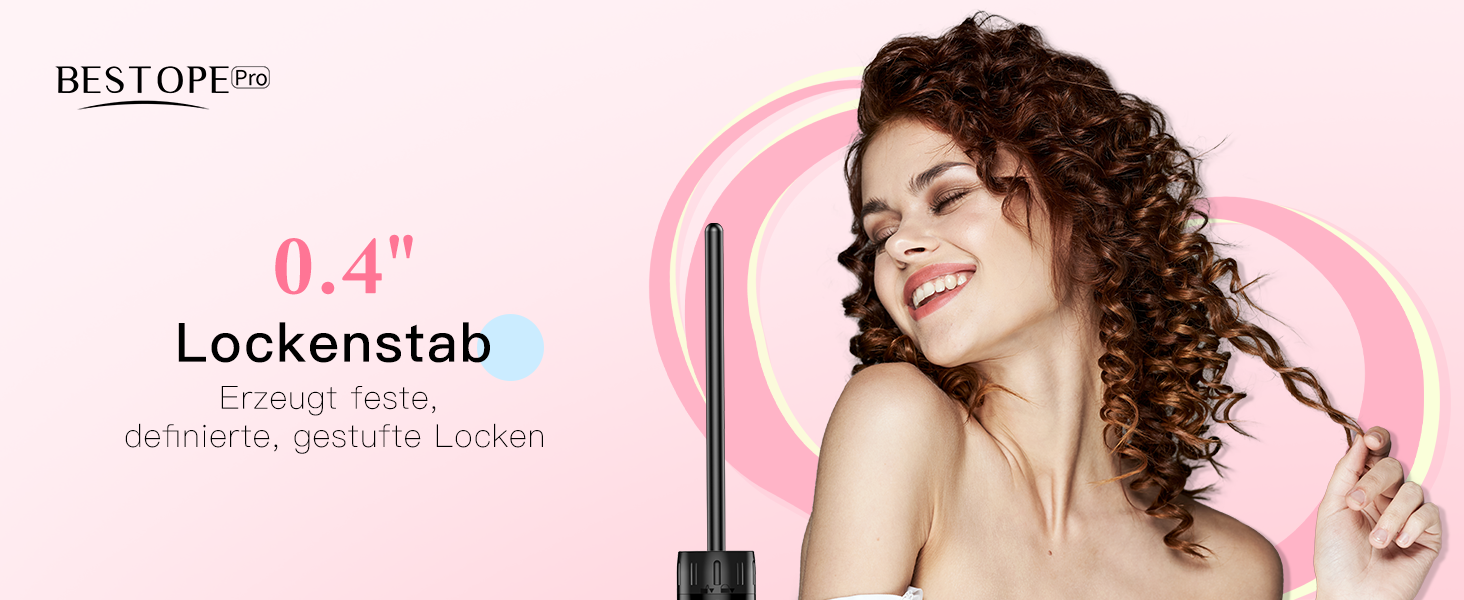BESTOPE PRO Локкенштаб 6-в-1: великі та малі локони, різні насадки, регулювання температури, чорний