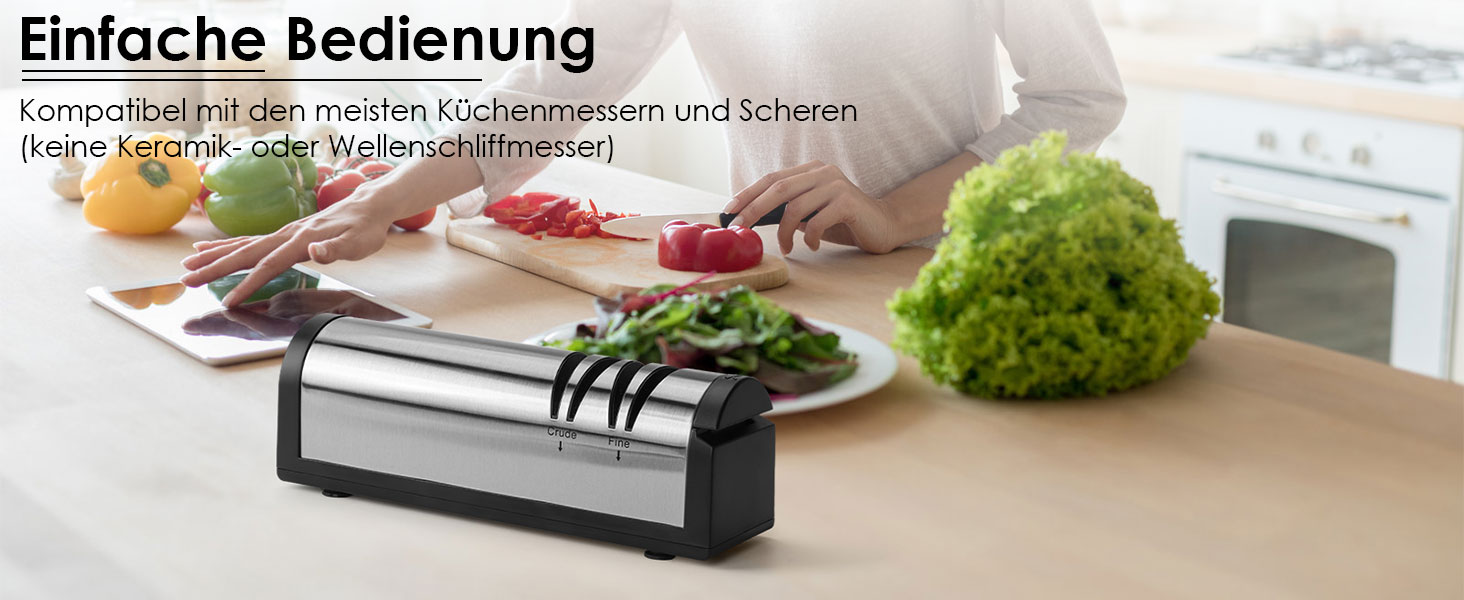 Електричний заточувач для ножів 3 в 1 з алмазним напилком для кухонних ножів, ножиць та топориків