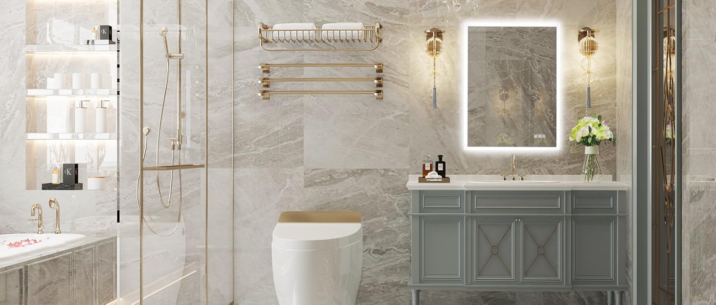 Дзеркало для ванної кімнати Furduzz LED з підсвічуванням, 700 мм, сенсорне керування, диммування, 3 кольори, проти запотівання, пам'ять, 70x70 см