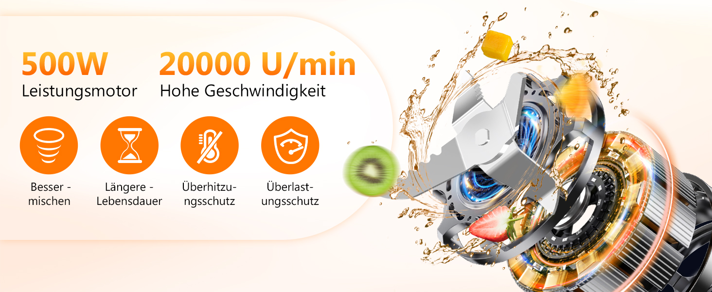 Блендер для смузі стаціонарний 500 Вт з пляшками 2x570 мл Tritan (BPA-free) - портативний подрібнювач для коктейлів та смузі з нержавіючої сталі