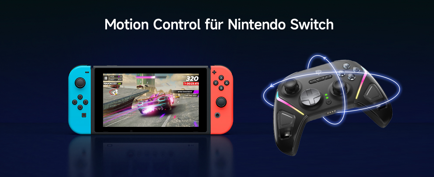 EasySMX D10 Контролер для ПК з зарядною станцією, бездротовий контролер з TMR джойстиком та 2-в-1 тригером, 1000Hz Polling контролер з RGB підсвічуванням для ПК/Switch/Android – Чорний