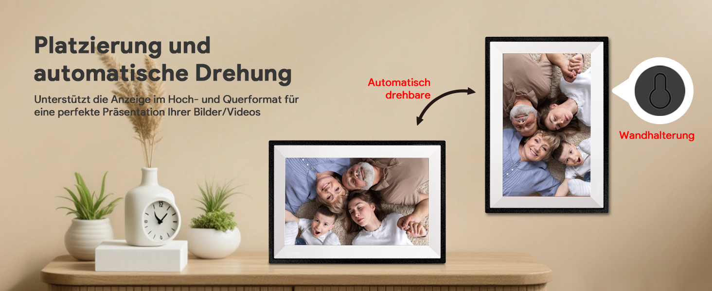 Frameo Цифровий фоторамка 10.1 дюйма, WALN, 32 ГБ, автоповорот, відправка фото/відео через додаток