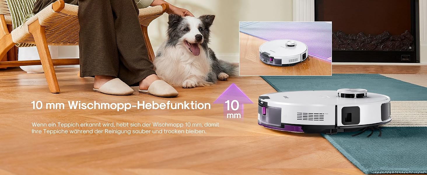 Робот-пилосос Eureka E20 Plus з потужністю 8000 Па, самостійною станцією очищення, функцією запобігання заплутування, 3D уникнення перешкод, 180 хвилин роботи, DuoDetect AI, білий