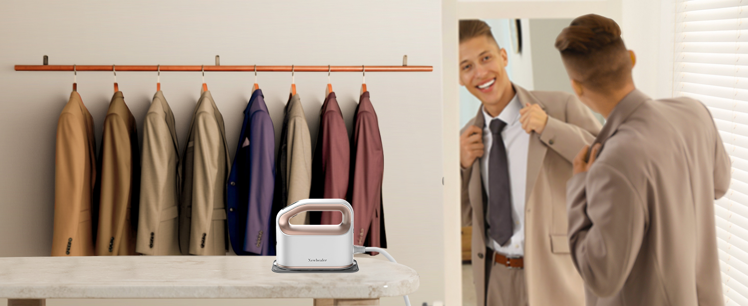 Праска для одягу Newbealer: компактна туристична праска, 1200W, 3 режими, швидкий нагрів 45с, зелено-золота