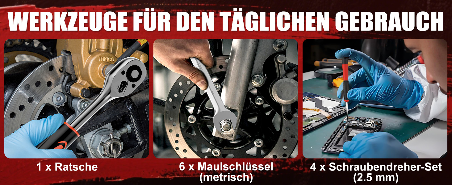 Набір інструментів Sundpey 379 предметів у кейсі з висувним ящиком, універсальний набір для дому та ремонту, червоний (132 предмети)