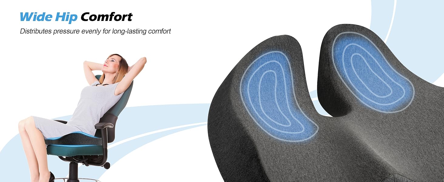 Подушка для офісного крісла Lofty Aim з піни Memory Foam: ортопедична, для попереку, від болю в сідницях, для офісу, авто, літака, інвалідного візка – чорний та темно-сірий