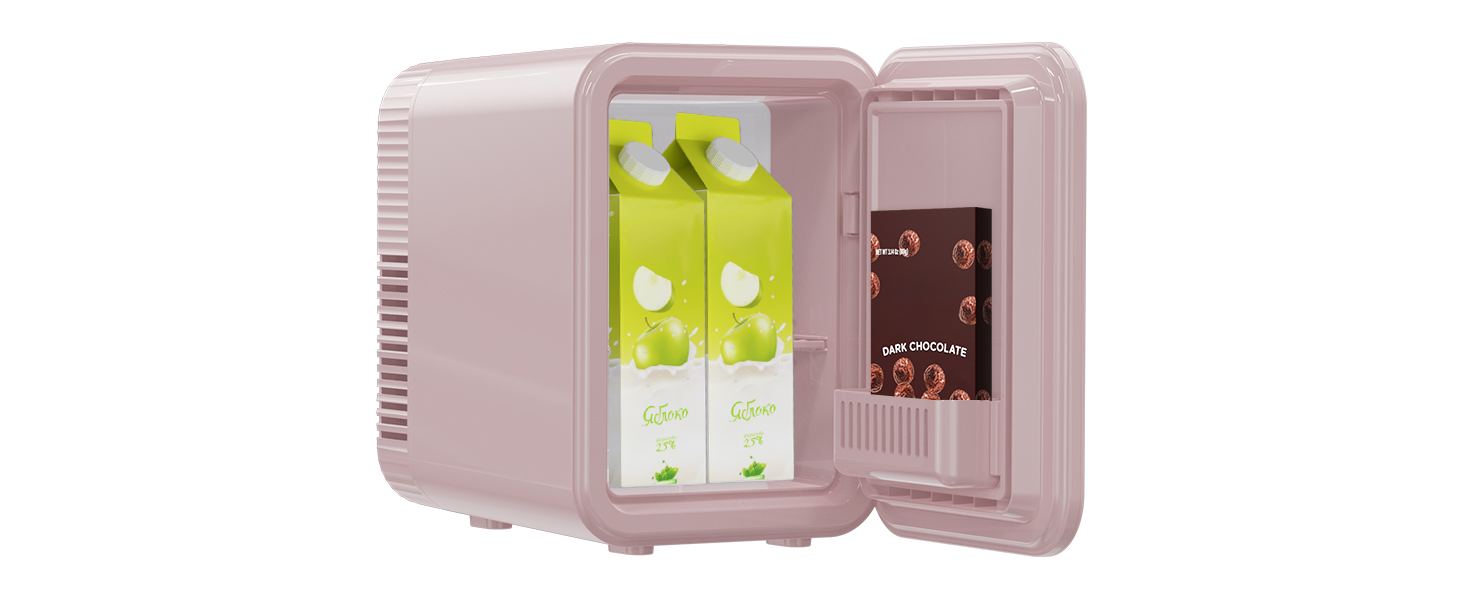 Mini холодильник Enventor 10L: для кімнати, авто, офісу. Кулер/підігрів, 12V/220V, тихий, рожевий