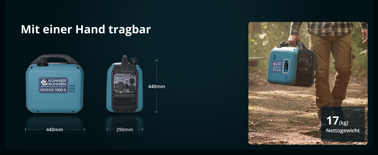 Інверторний генератор K&S Könner&Söhnen KS 1900i S, 2.0 кВт, з USB, мідна обмотка, для резервного живлення