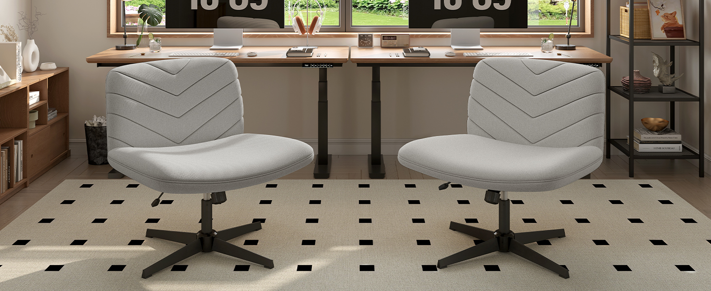 Офісне крісло Yaheetech з роликами, регульоване по висоті, з широким сидінням та середньою спинкою, для офісу та спальні (Світло-сірий)