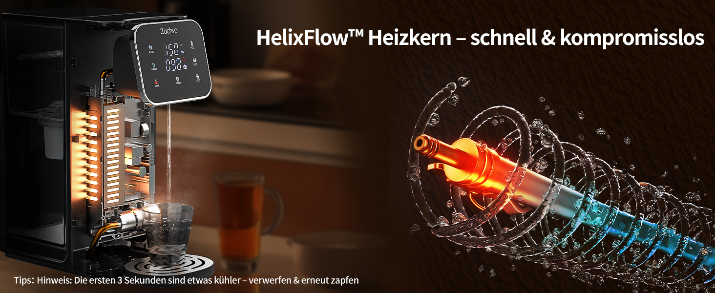 ЗACHVO Дозатор гарячої води UR05-2200W: миттєве гаряче водопостачання, 4 температурні режими, 3 об'єми, 4л бак, компактний та енергоефективний, захист від перегріву, дитячий замок, для кухні та офісу, фільтр з активованого вугілля