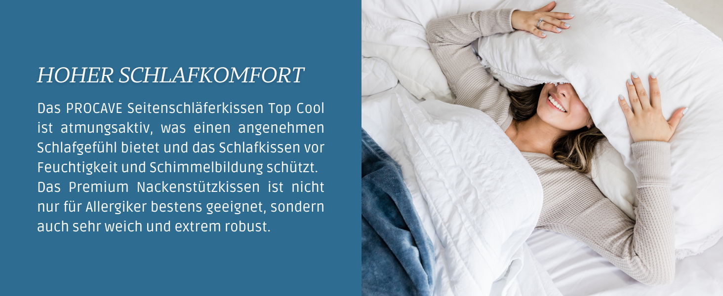 Подушка для сну на боці PROCAVE Top Cool — довга анатомічна подушка-обіймашка (Body Pillow), дихаюча та гіпоалергенна, для підтримки спини та комфортного сну, 40x145 см, Made in Germany