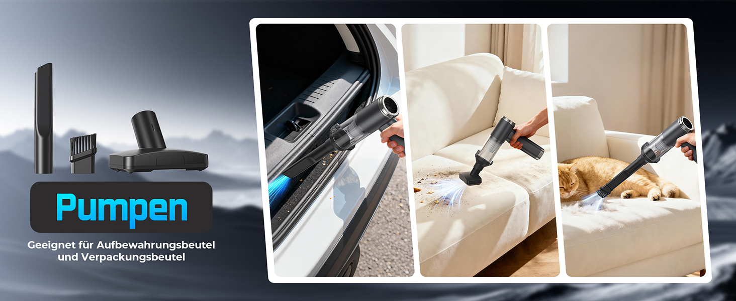 Акумуляторний ручний пилосос 4в1 Vac104, бездротовий автомобільний міні-пилосос 25000Па, безщітковий мотор 150000 об/хв, 6000mAh, для авто, дому та офісу