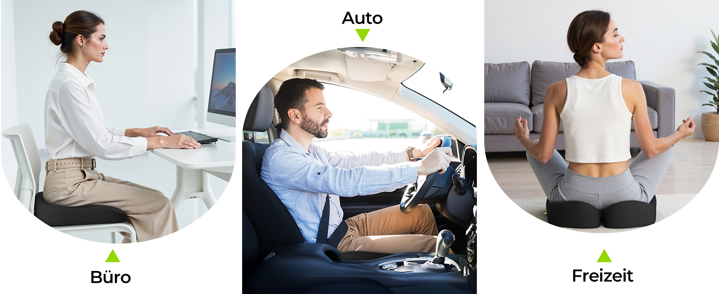 Ортопедична подушка для сидіння AUVON з підтримкою стегон, ергономічна для офісного та автомобільного крісла - підвищує комфорт, покращує кровообіг, знімає навантаження з куприка