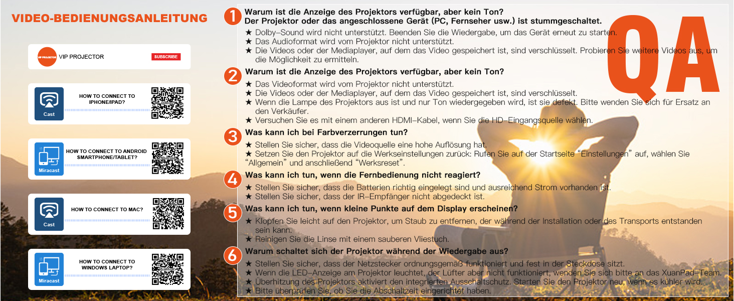 XuanPad Проектор з WiFi та Bluetooth, 30000L, 1080P, Автофокус AI, Поворотний на 210°, Автоматична корекція Keystone, Система видалення пилу та охолодження, Сертифікований Netflix