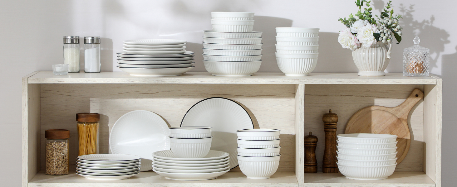 Набір посуду MALACASA LEILA Weiß для 6 осіб, 18 предметів, порцеляна, скандинавський стиль, білий