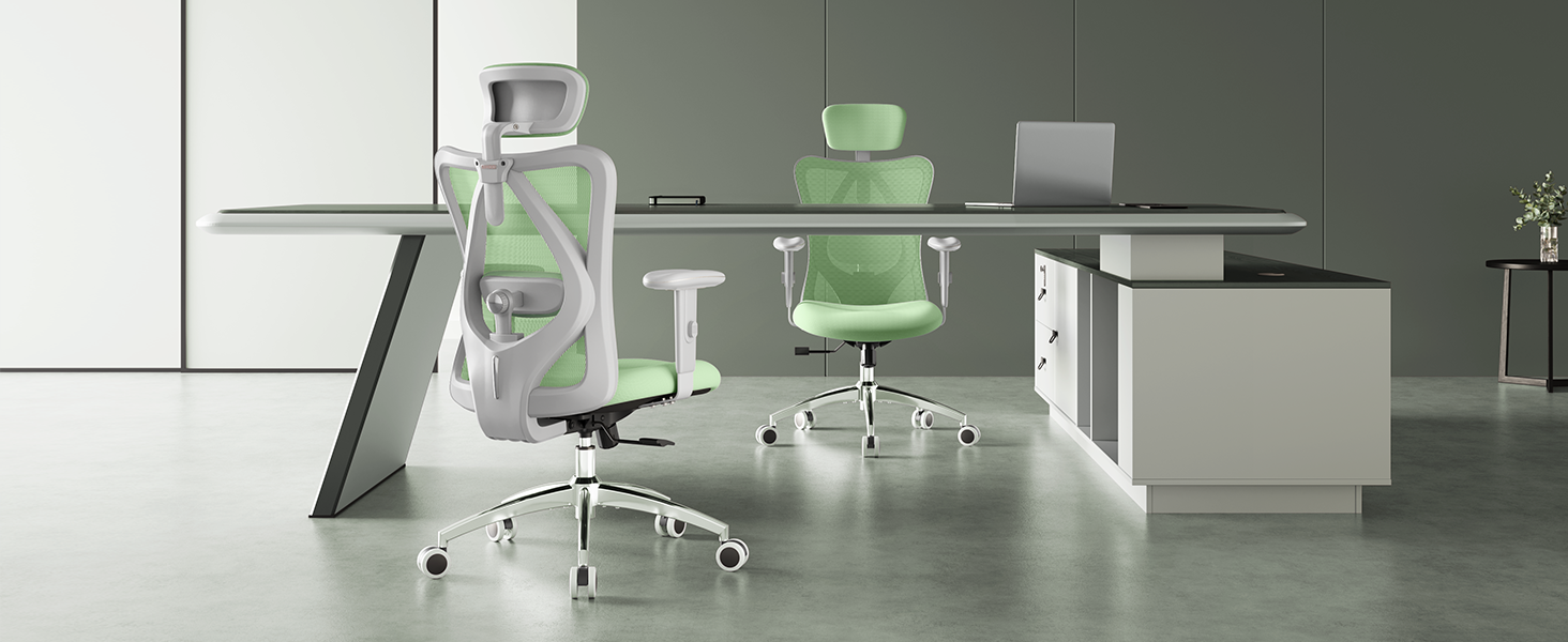 SIHOO Ергономічне крісло для офісу, обертовий стілець з регульованою поперековою підтримкою, підголовником та підлокітниками, регулюванням висоти та функцією гойдання, для здоров'я спини, до 150 кг