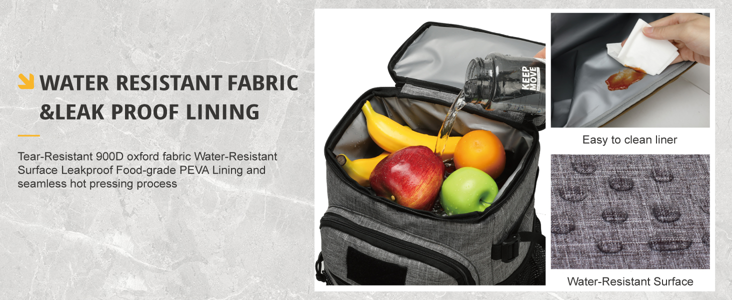 Тактичний рюкзак-холодильник 25L, вологостійкий та міцний, великий ланч-рюкзак, водонепроникний, для чоловіків, жінок, роботи, подорожей, кемпінгу, пляжу та походів (сірий)