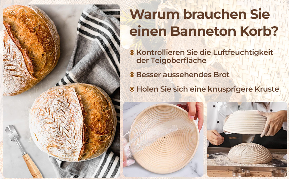 Набір для випікання хліба: 32 предмети, корзини для бродіння, склянка для закваски 730мл, аксесуари для випікання, для початківців та професіоналів