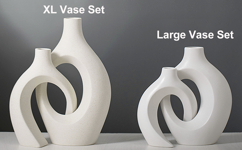 Керамічна ваза SUKIYPO, набір 2 шт, бежева, сучасний дизайн, для дому, офісу, декору інтер'єру