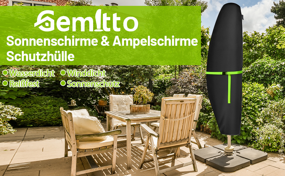 Чохол для парасольки GEMITTO, водонепроникний, 280x30x81/46 см, для парасольки 2-4 м, 420D, захист від вітру та сонця