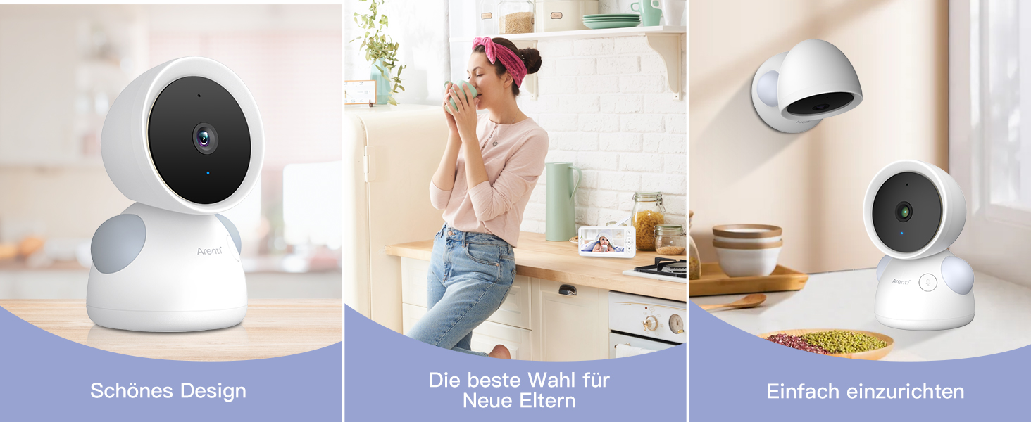 Радіоняня ARENTI з 2 камерами та додатком 2K/3MP, 5