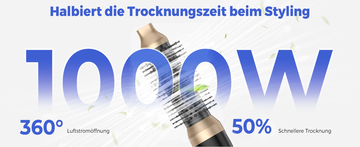 UMIGA Airstyler 5 в 1: Фен-щітка, кругла щітка, плойка та випрямляч для волосся 1000 Вт, 3 режими нагріву, рожево-чорний