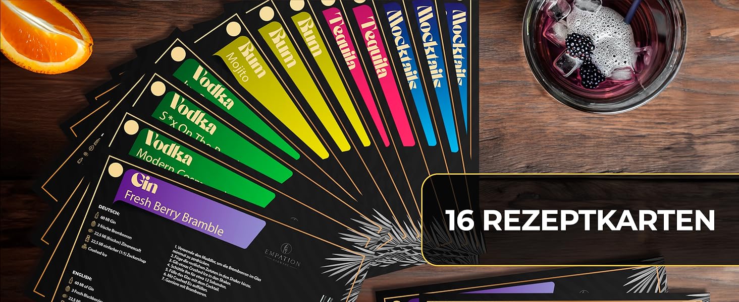 Набір для коктейлів Cobbler 700мл з нержавіючої сталі, професійний шейкер для барменів з підставкою та рецептами, класичний набір (Gold)