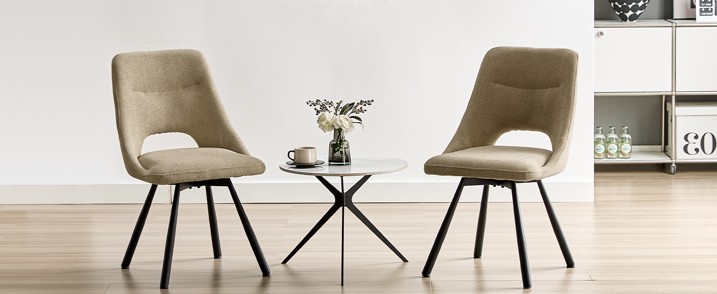 Обідні стільці поворотні 4 шт., 180° обертання, м'яка тканина кашмір-бавовна, чорні металеві ніжки, для кухні, вітальні, їдальні, хакі, 4 шт.