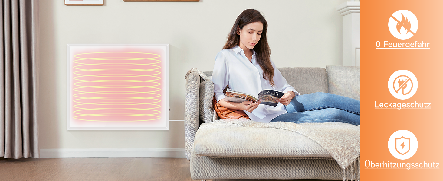 Інфрачервова настінна панель Mursche 450W з термостатом та Wi-Fi, електрична, енергозберігаюча, з пультом дистанційного керування та можливістю встановлення на стіну