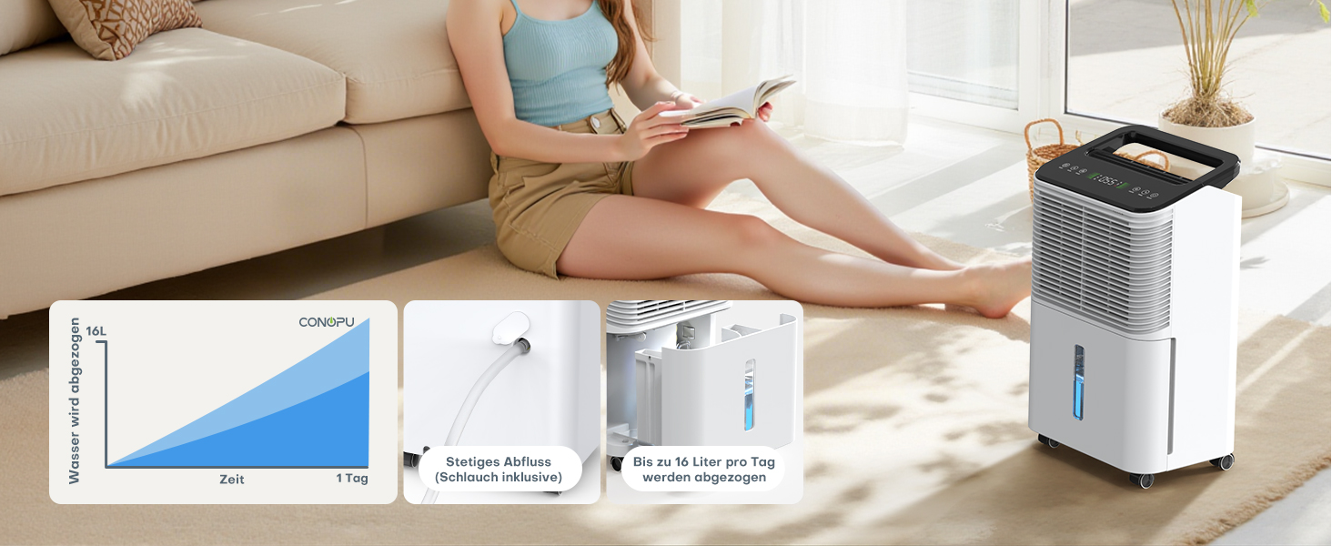 Електричний осушувач повітря 16л/день з автоматичним режимом, таймером та індикатором вологості