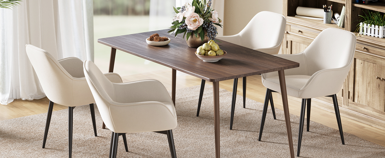 Крісла ELUCHANG для їдальні (4 шт.) з підлокітниками, м'які, з велюру, до 120 кг, для кухні, вітальні, їдальні, темно-сірий колір