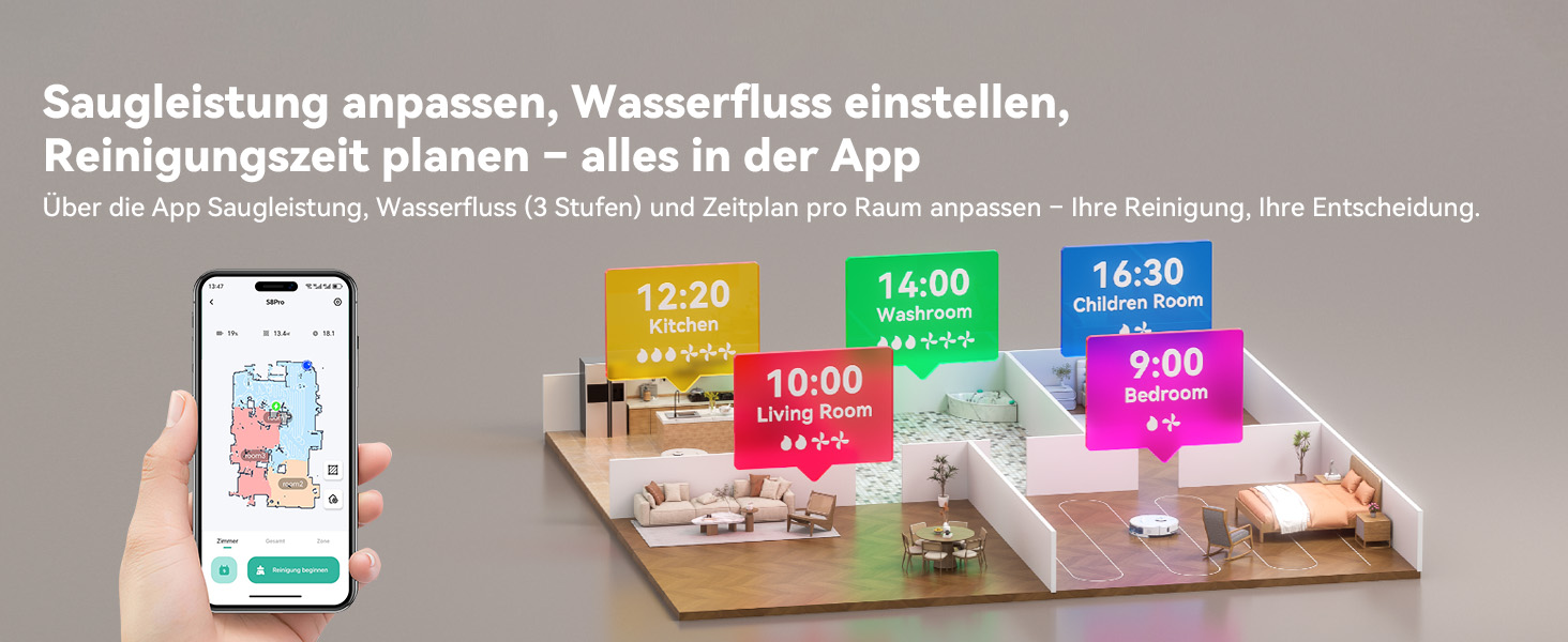 Робот-пилосос Tesvor S8 Pro з функцією миття - 8000Pa, LiDAR-навігація, 240 хв роботи, керування через додаток/Alexa, для тварин, килимів, твердих підлог