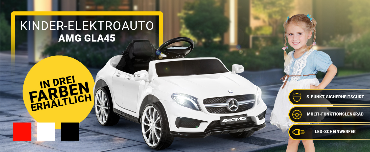 Дитячий електромобіль Mercedes AMG GLA45 чорний, ліцензія, з пультом 2,4 ГГц, іграшковий автомобіль для дітей від 3 років