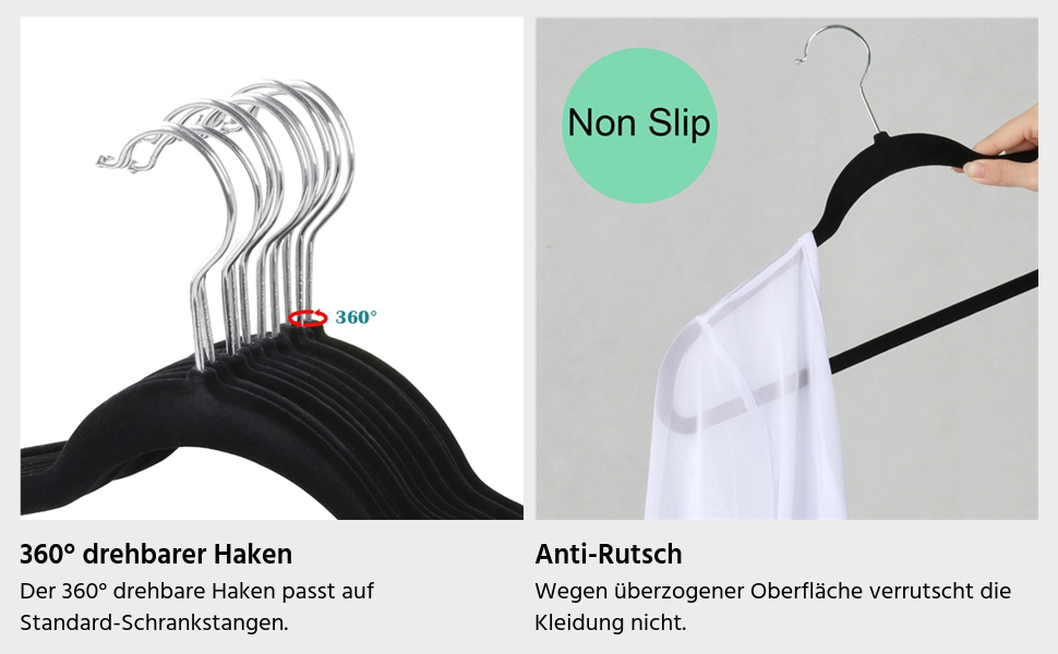 Вішалки для одягу Yaheetech 100 шт. - вішалки для костюмів, чорні, з поворотним гачком 360°