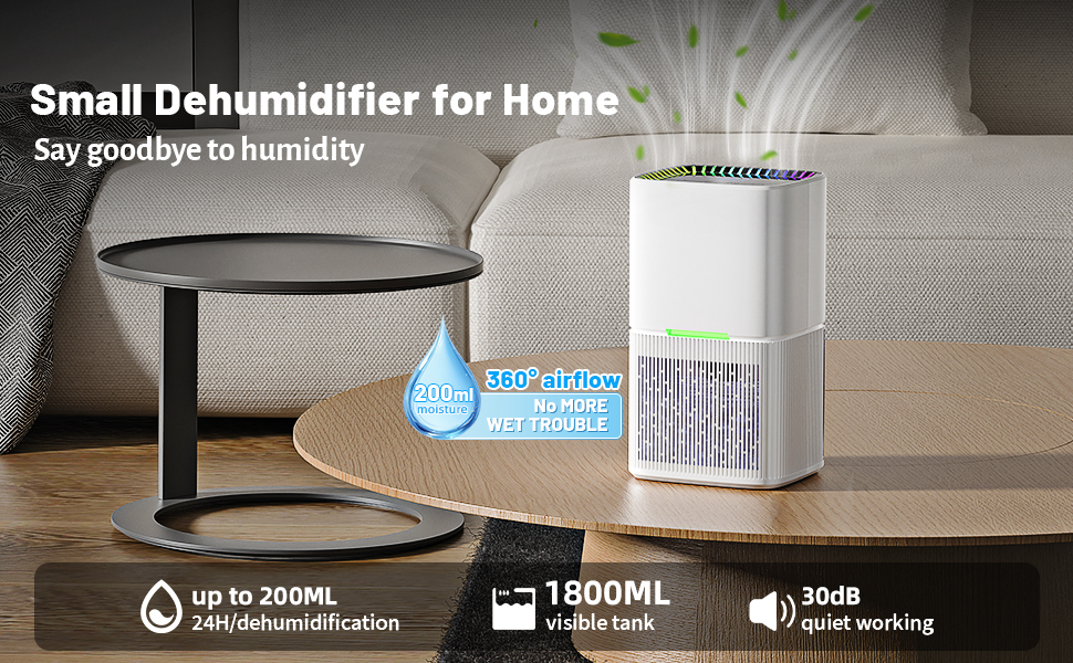 Електричний осушувач повітря 1800 мл з автоматичною відтайкою, LED-дисплеєм та таймером для ванної кімнати та спальні