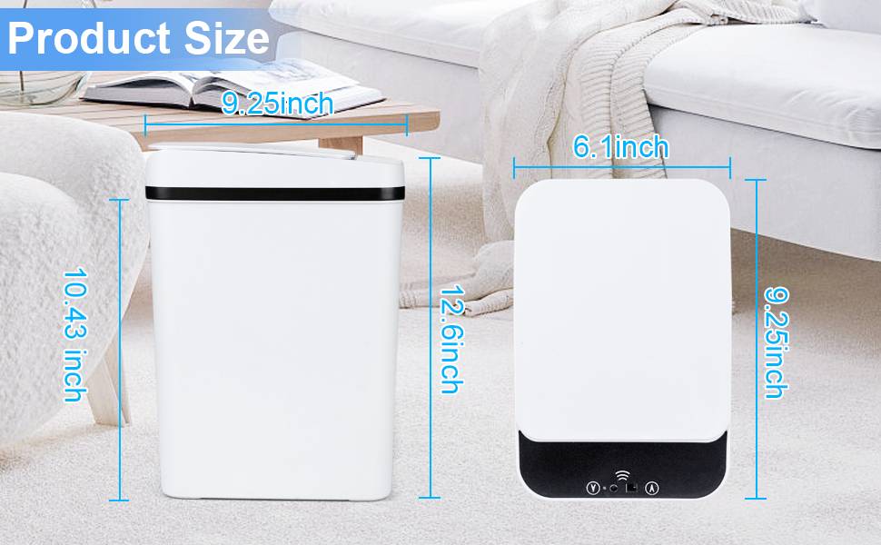 Чорний автоматичний смітник 8L з датчиком - для ванної кімнати, кухні, безшумний, сенсорний, вологостійкий