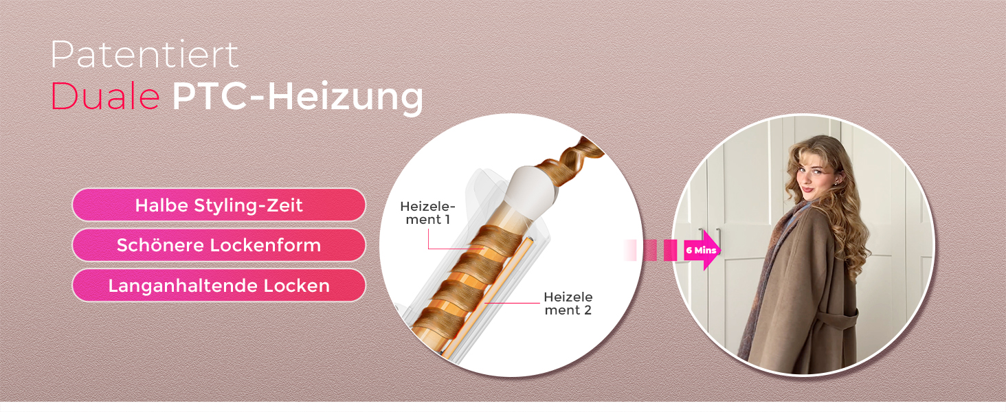 Автоматичний локшик TYMO Curlpro Plus 25mm: великі локони, захист від опіків, для довгих волосся