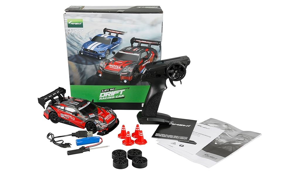 RC Дрифт-кар Drift Racing 1:24 4WD, червоно-чорний, 20 км/год, з підсвіткою, RTR, з пультом, акумулятором та зарядним пристроєм