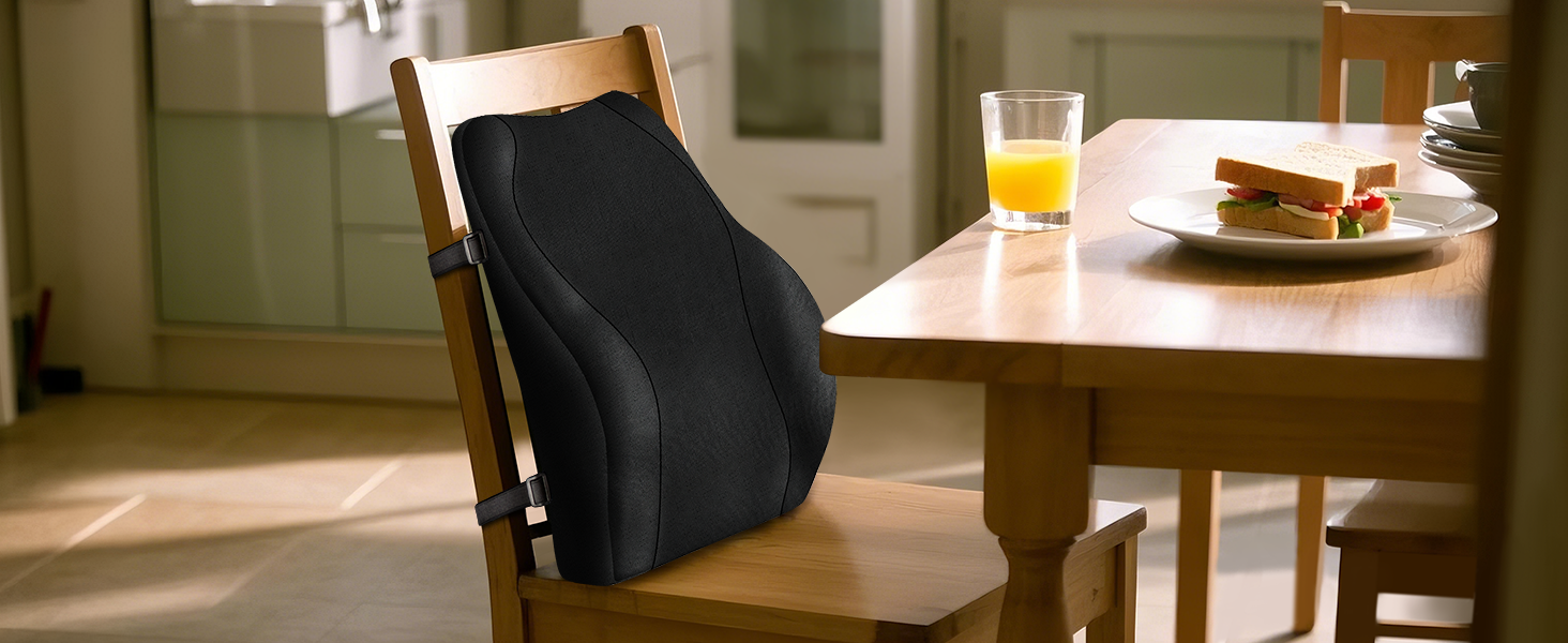 Подушка для спини Ergonomisches RückenKissen Travel Ease з гелевою піною Memory Foam, для офісного крісла, з антистатичним, приємним до шкіри чохлом, для комфортної посадки (Чорний)
