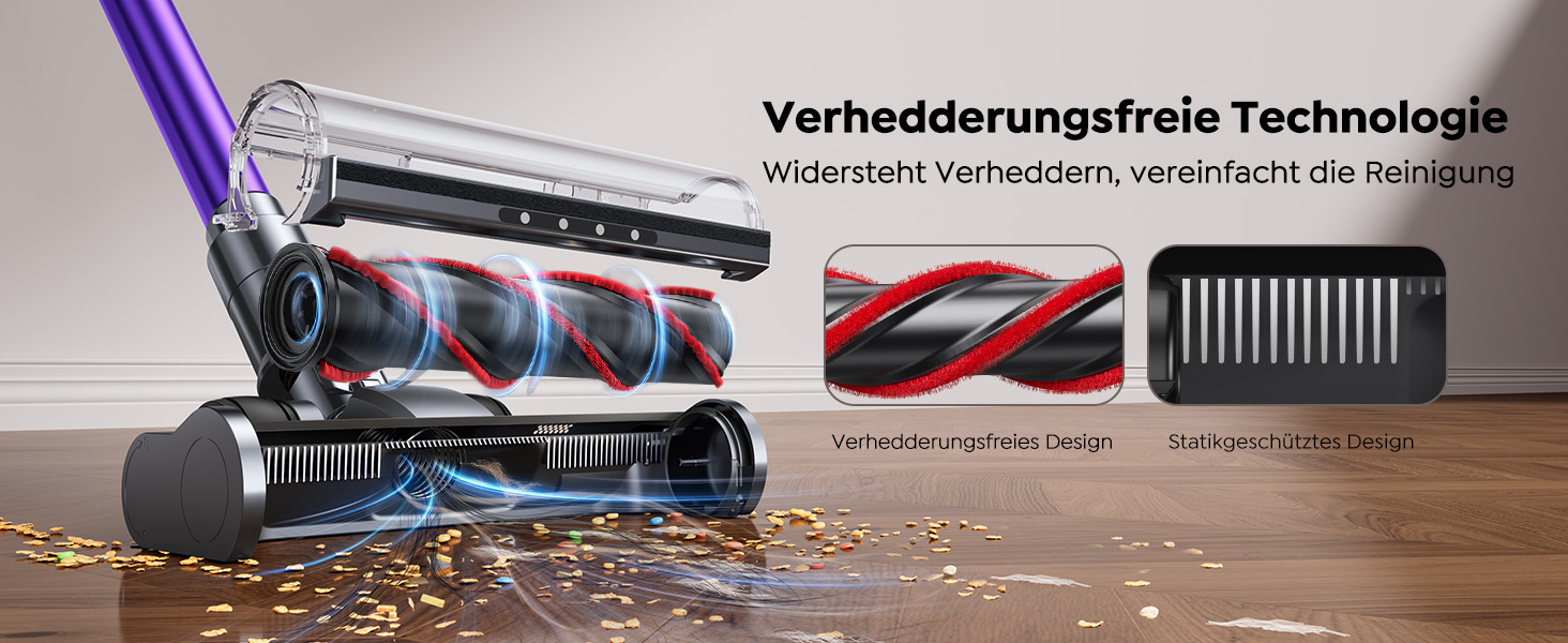 Акумуляторний пилосос SMOTURE 50000 Па, 65 хв роботи, з турбощіткою, для шерсті тварин, килимів, підлоги, авто - фіолетовий