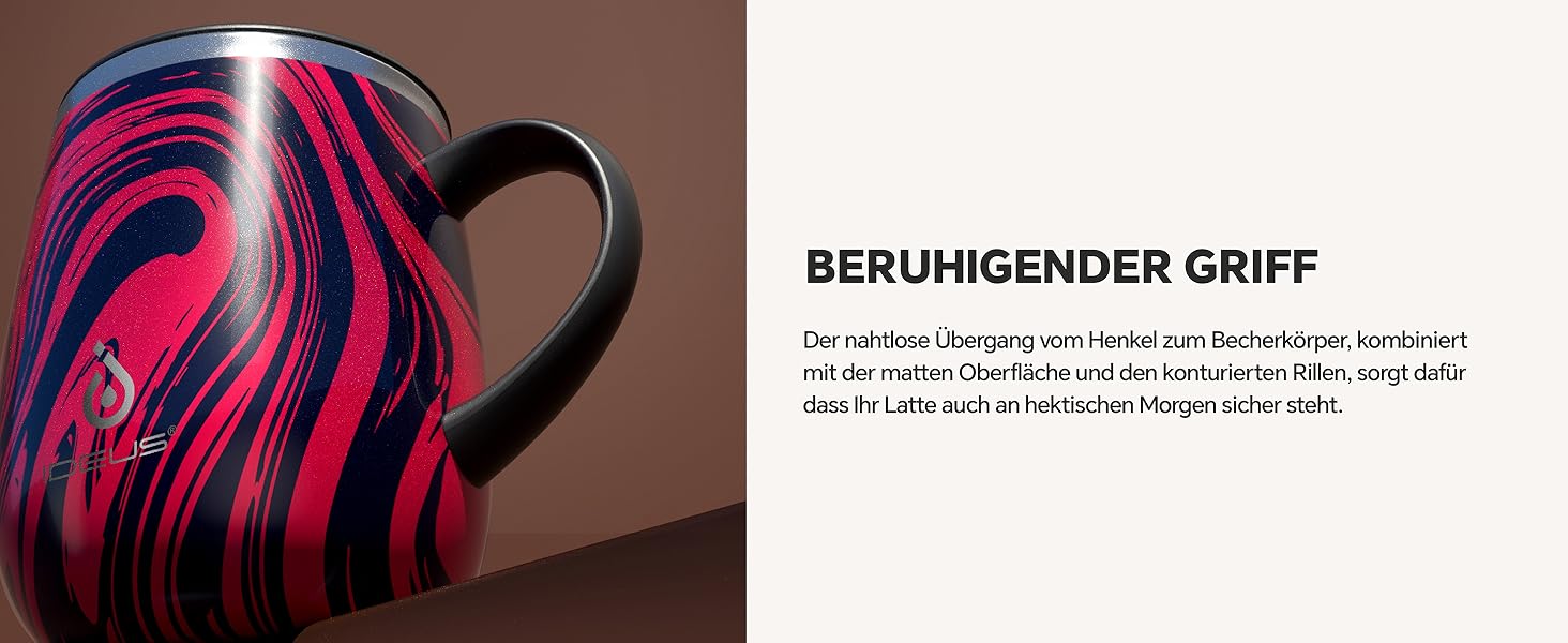 Кружка для кави та чаю Ideus 470 мл з нержавіючої сталі, подвійні стінки, ізольована, з неслизьким ручним тримачем та кришкою-модулем, великий об'єм, колір: трав'яний зелений