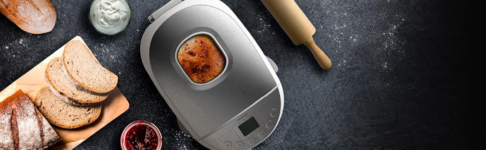 Хлібопічка Cecotec Bread&Co 1000 Delicious, 550 Вт, 19 програм, для хліба до 1 кг, таймер на 15 годин, біла