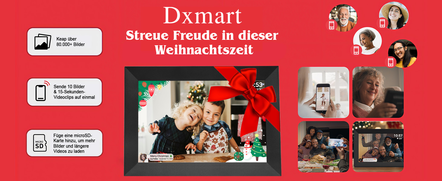 Цифровий фоторамка FRAMEO WLAN 32GB: 10.1 дюймовий Smart Cloud-фоторамка з IPS LCD сенсорним екраном та автоматичним поворотом