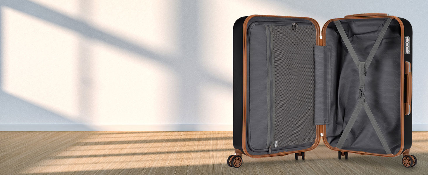 Чотири валізи KONO з ABS пластику, 75 x 48 x 29 см, з TSA замком, ручна поклажа, набір 4 шт. (білий, чорний)